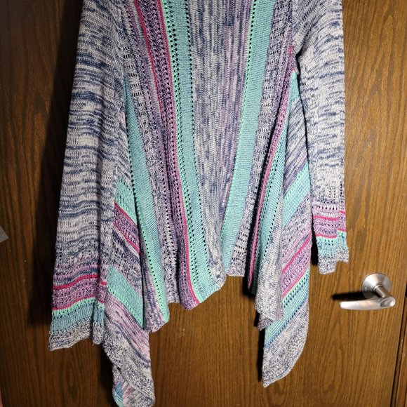 Draped EYESHADOW Cardigan Mint Blue Lavender Stripes - Picture 5 of 5